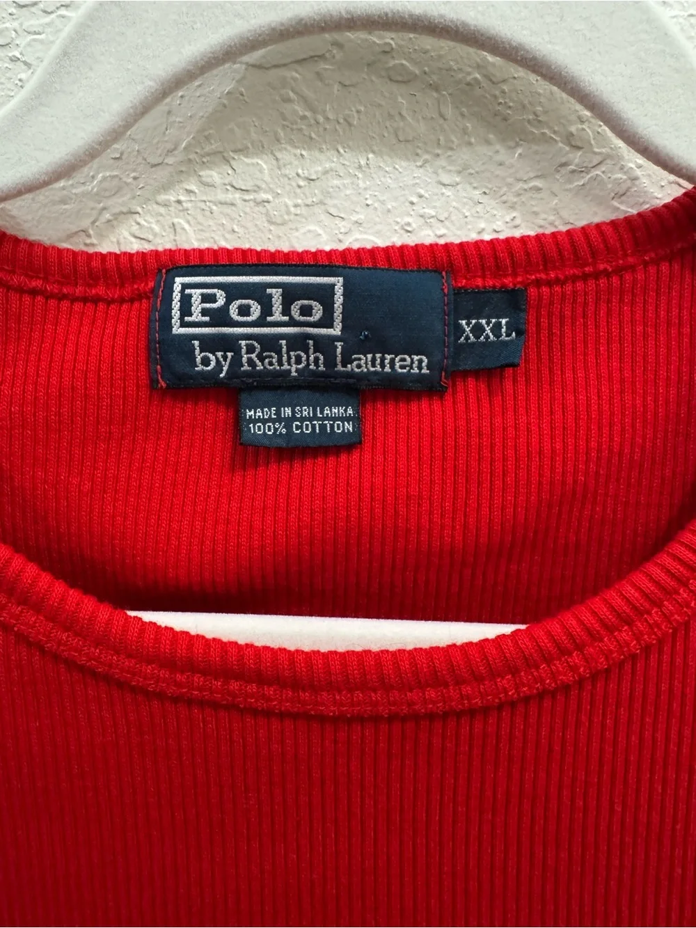 Lauren Ralph Lauren Short Sleeve Red Ribbed Knit Top Women’s Size Large 2XL